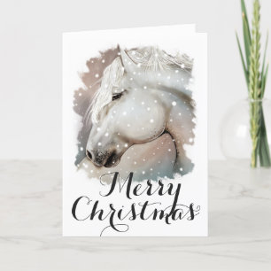 Festividades Cartão de Natal Snowy Horse