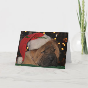 Festividades Cartão de Natal sonolento do filhote de cachorro