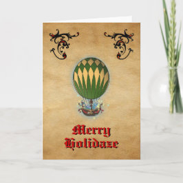 Festividades Cartão de Natal Steampunk Hot Air Balloon