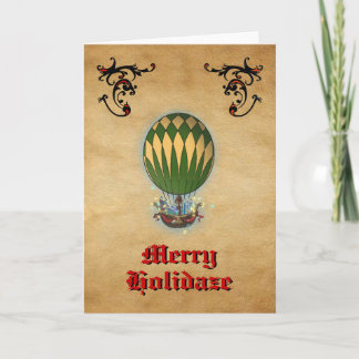 Festividades Cartão de Natal Steampunk Hot Air Balloon