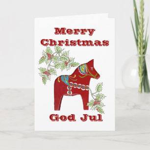 Festividades Cartão de Natal Sueco Dala Horse
