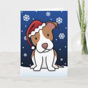 Festividades Cartão de Natal "Terrier" Kawaii American Pit Bul