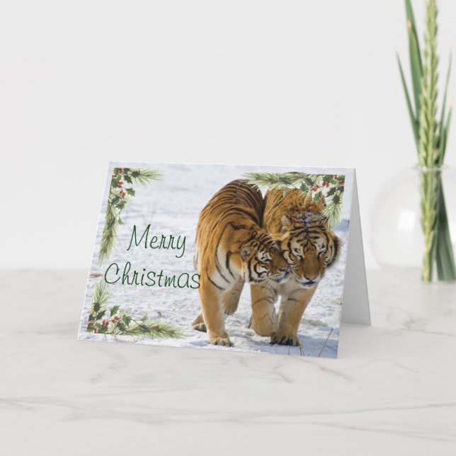 Festividades Cartão de Natal Tiger (Frente)