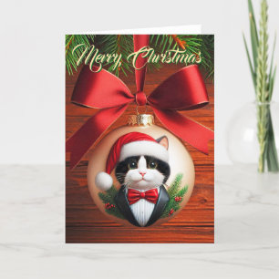 Festividades Cartão de Natal Tuxedo para Visto de Cat 5x7