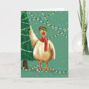 Festividades Cartão de Natal único para amantes de frango no qu