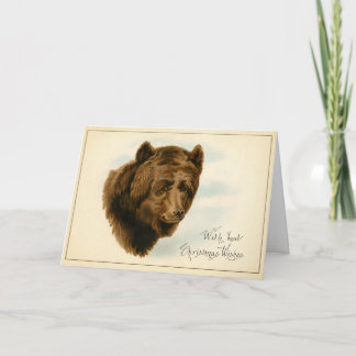 Festividades Cartão de Natal Urso Pardo Vintage