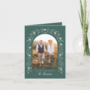 Festividades Cartão de Natal Verde com Foto Arquitetada de Guar