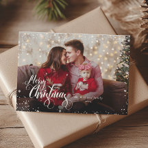 Cartão de Natal Verde com Foto Pessoal Feliz Natal