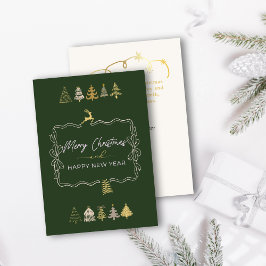 Festividades Cartão de Natal Verde de Arco Festivo e Árvores Ch