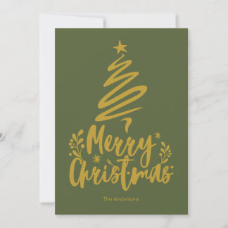 Festividades Cartão de Natal Verde de Árvore de Natal Feliz