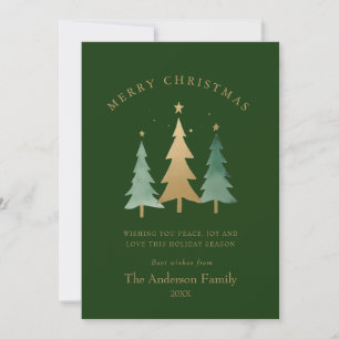 Festividades Cartão de Natal Verde Minimalista de Aquarela