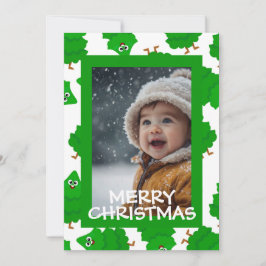 Festividades Cartão de Natal Verde Personalizado com Foto do Be