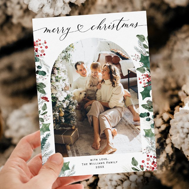 Festividades Cartão de Natal Vermelho de Foto em Forma de Arch  (Criador carregado)