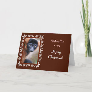 Festividades Cartão de Natal vermelho do Lemur de Ruffed