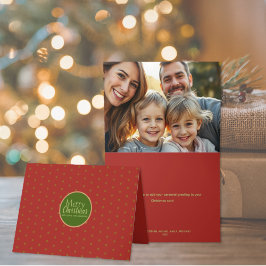 Festividades Cartão de Natal Vermelho Dobrado Adicionar Foto Fé