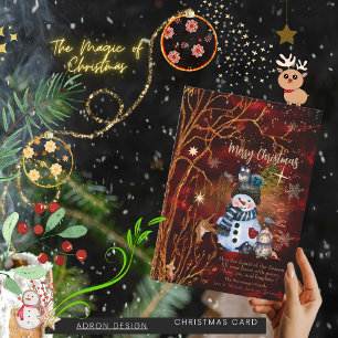 Festividades Cartão de Natal Vermelho Dourado Feliz Natal