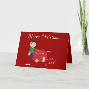 Festividades Cartão de Natal Vermelho e Caixa de Decoração