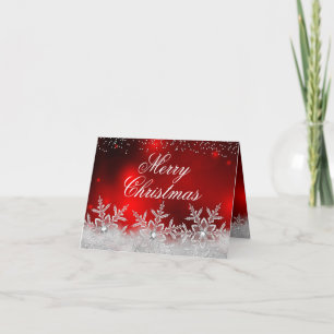 Festividades Cartão de Natal Vermelho Floco de Neve de Cristal