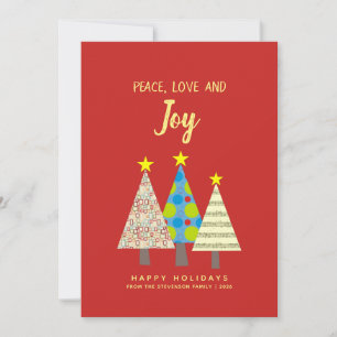 Festividades Cartão de Natal Vermelho Paz Amor Alegria