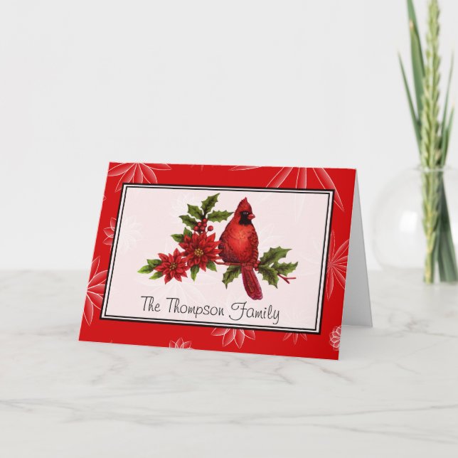 Festividades Cartão de Natal Vermelho Personalizado (Frente)