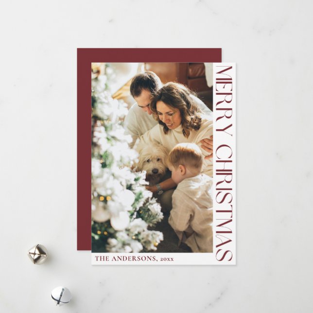 Festividades Cartão de Natal Vermelho Simples e Minimalista (Frente/Verso In Situ)