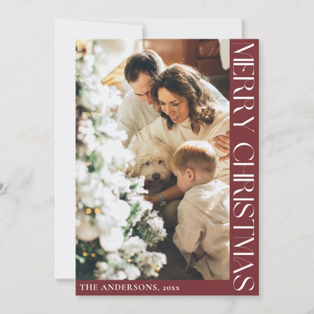 Festividades Cartão de Natal Vermelho Simples e Minimalista (Frente)