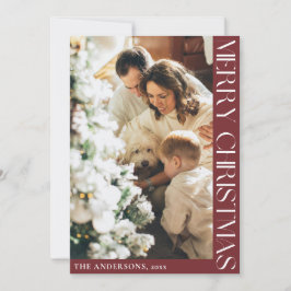 Festividades Cartão de Natal Vermelho Simples e Minimalista