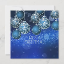 Cartão de Natal Vintage Blue Flat (Personalize)