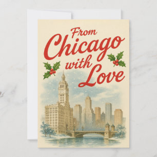 Festividades Cartão de Natal Vintage Chicago
