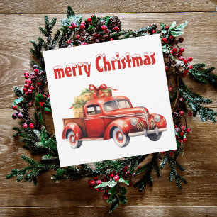 Festividades cartão de Natal vintage de carro de férias