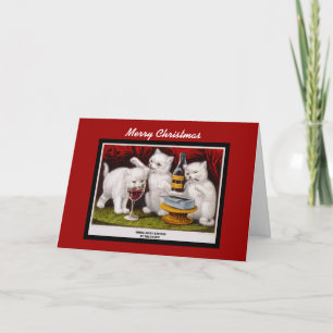 Festividades Cartão de Natal Vintage Feliz Natal Gatinhos Alegr