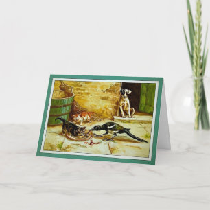 Festividades Cartão de Natal Vintage Fresca de Animais