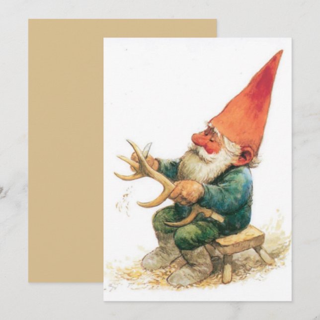 Festividades Cartão de Natal Vintage Gnome Férias (Frente/Verso)