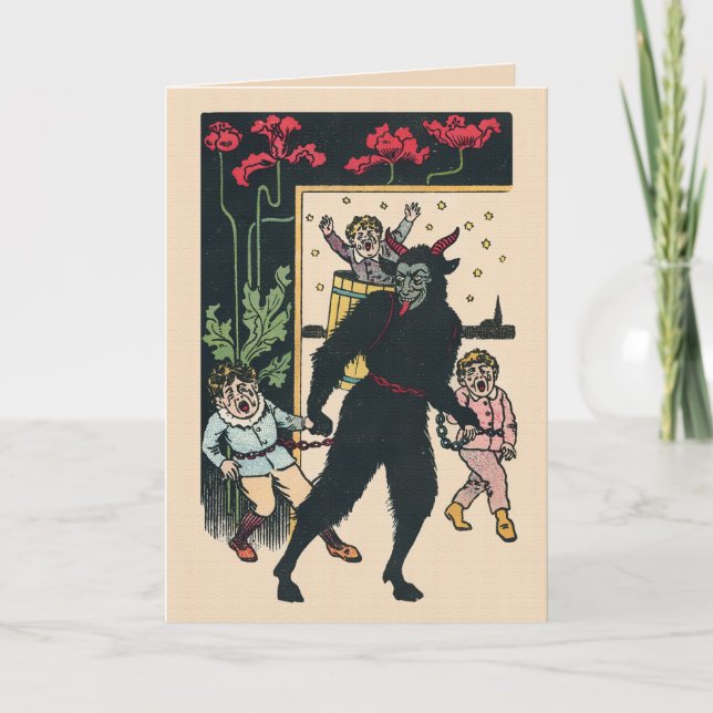Festividades Cartão de Natal Vintage Krampus (Frente)