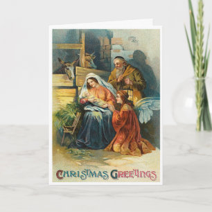 Festividades Cartão de Natal Vintage Manger