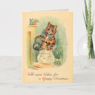 Festividades Cartão de Natal Vintage Naughten Kitten