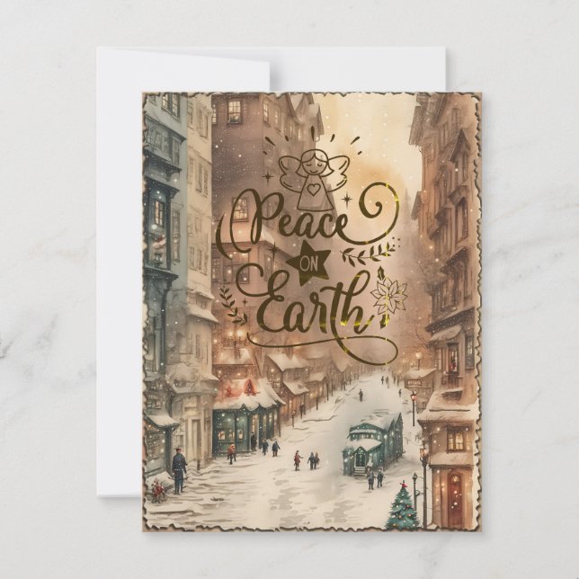 Festividades Cartão de Natal Vintage Paz na Terra (Frente)