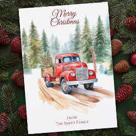 Festividades Cartão de Natal Vintage Red Truck