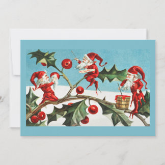 Festividades Cartão de Natal Vintage Retro Azevinho & Fadas