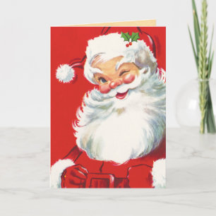 Festividades Cartão de Natal Vintage Santa Claus