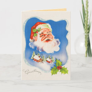 Festividades Cartão de Natal Vintage Santa Claus