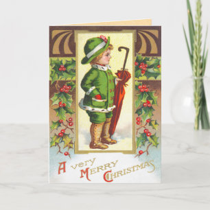 Festividades Cartão de Natal Vintage Santa Claus