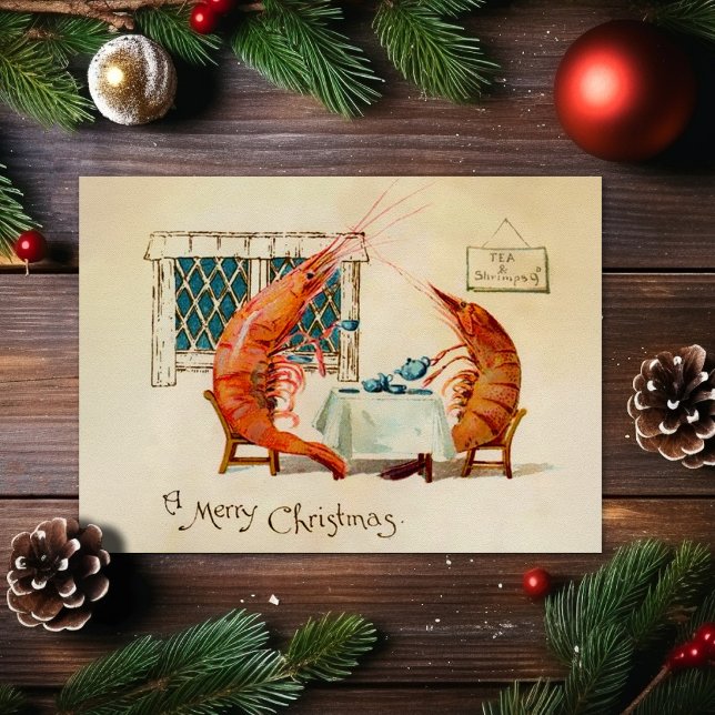 Festividades Cartão de Natal Vintage Shrimp (Criador carregado)