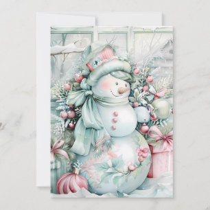 Festividades Cartão de Natal Vintage Snowman Personalizado