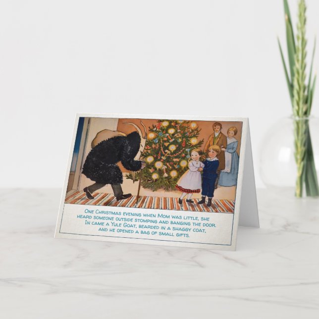 Festividades Cartão de Natal Vintage Sueco Yule Goat (Frente)