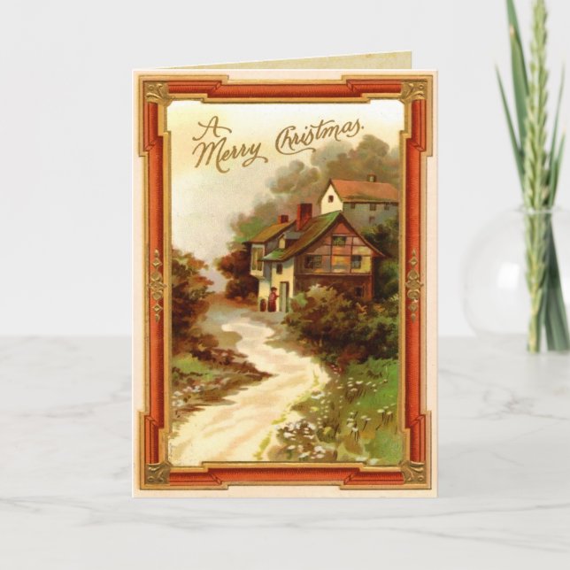 Festividades Cartão de Natal Vintage Town (Frente)