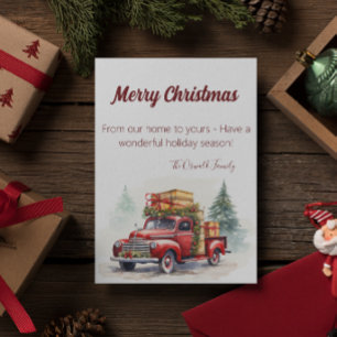 Festividades Cartão de Natal Vintage Truck Totalmente Personali