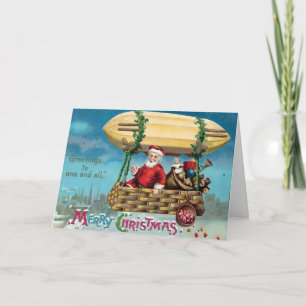 Festividades Cartão de Natal Vintage Victorian Blimp