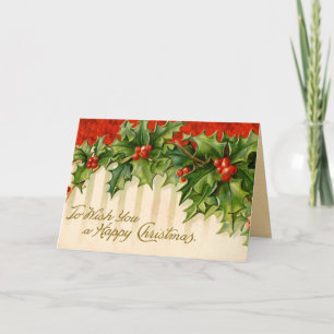 Festividades Cartão de Natal Vitoriano Holly
