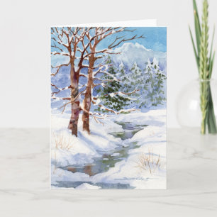Festividades Cartão de Natal W-33 com Aquarela